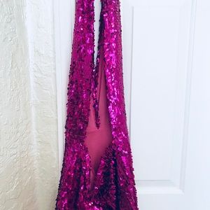 Complete pink sequin party dress